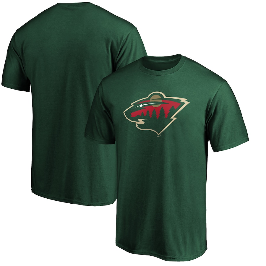 Men's Minnesota Wild Fanatics Green Team Primary Logo T-Shirt - Jersey