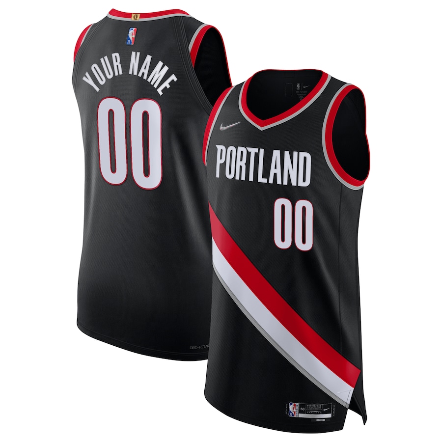 Men's Portland Trail Blazers Nike Black 2021/22 Diamond Authentic Custom Jersey - Icon Edition - Jersey