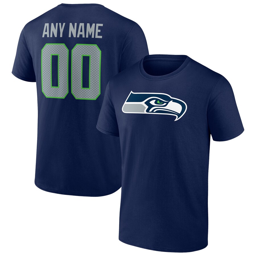 Men's Seattle Seahawks College Navy Team Authentic Personalized Name & Number T-Shirt - Jersey