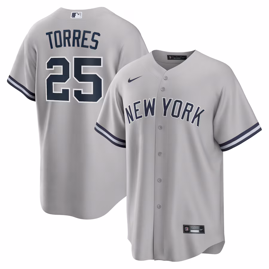 Men's New York Yankees Gleyber Torres Nike Gray Road Replica Player Name Jersey - Jersey