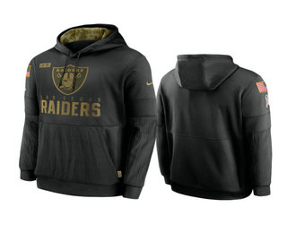 Men's Las Vegas Raiders Black 2020 Salute to Service Sideline Performance Pullover Hoodie - Jersey