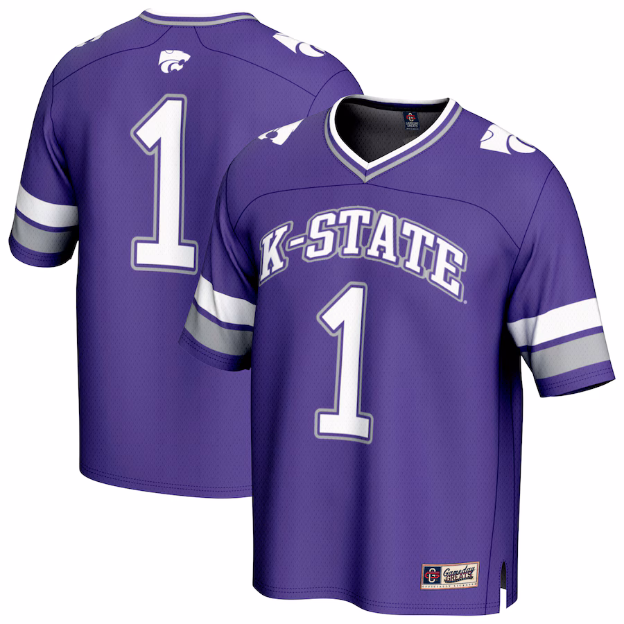 Youth GameDay Greats #1 Purple Kansas State Wildcats Lightweight Collegiate Football Fashion Jersey - Jersey