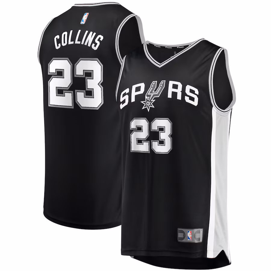 Men's San Antonio Spurs Zach Collins Fanatics Black Fast Break Replica Jersey - Icon Edition - Jersey