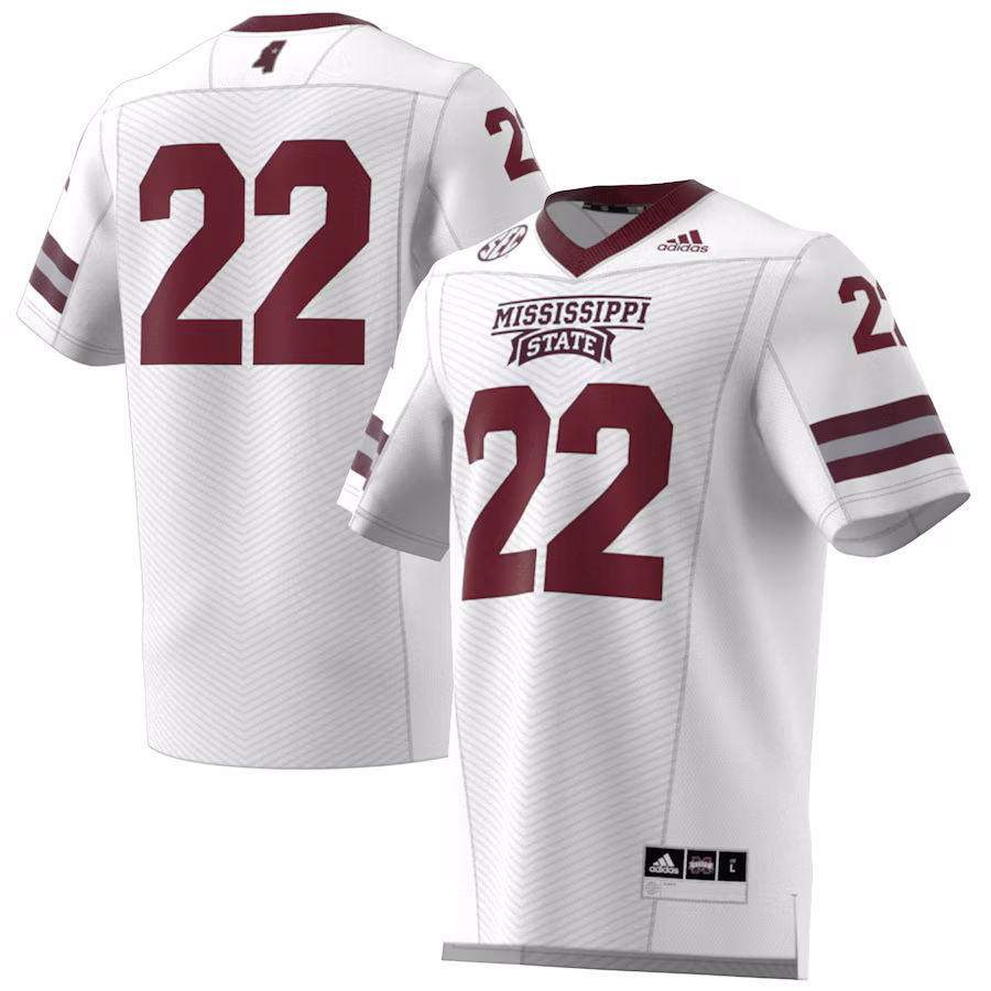 Men's adidas #22 White Mississippi State Bulldogs Premier Strategy Jersey - Jersey