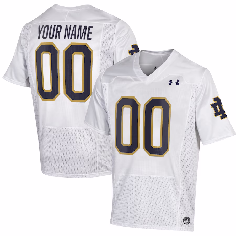 Notre Dame Fighting Irish Under Armour Replica Custom Jersey - White - Jersey