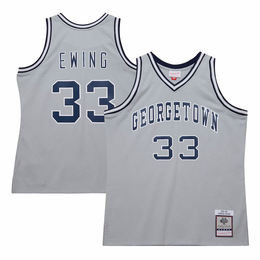 Men's Mitchell & Ness Patrick Ewing Gray Georgetown Hoyas 1983/84 Swingman Player Jersey - Jersey