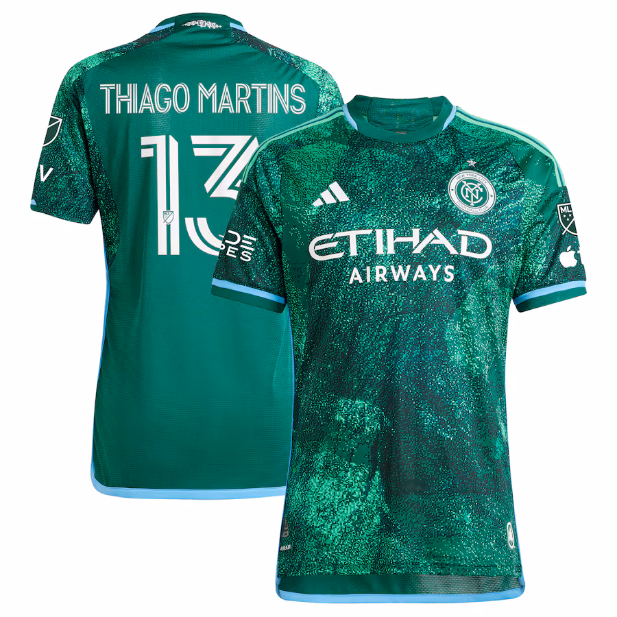 Men's New York City FC Thiago Martins adidas Green 2023 The Parks Authentic Player Jersey - Jersey