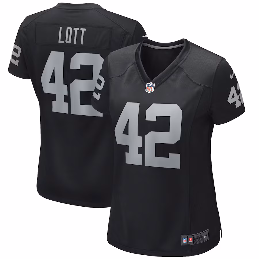 Women's Las Vegas Raiders Ronnie Lott Nike Black Game Retired Player Jersey - Jersey
