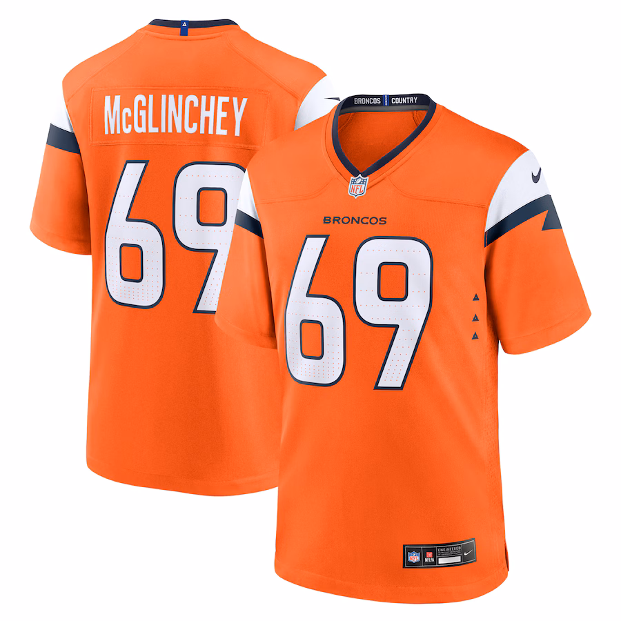 Men's Denver Broncos Mike McGlinchey Nike Orange Team Game Jersey - Jersey