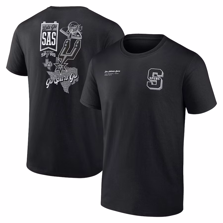 Men's San Antonio Spurs Black Split Zone T-Shirt - Jersey