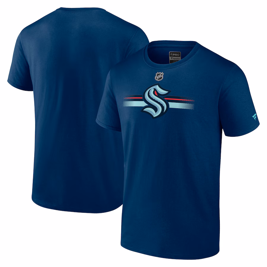 Men's Seattle Kraken Fanatics Deep Sea Blue Authentic Pro Secondary T-Shirt - Jersey