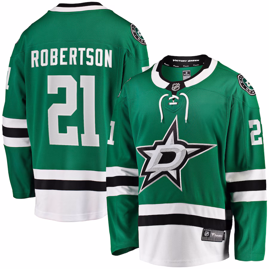 Men's Dallas Stars Jason Robertson Fanatics Kelly Green Home Breakaway Replica Jersey - Jersey