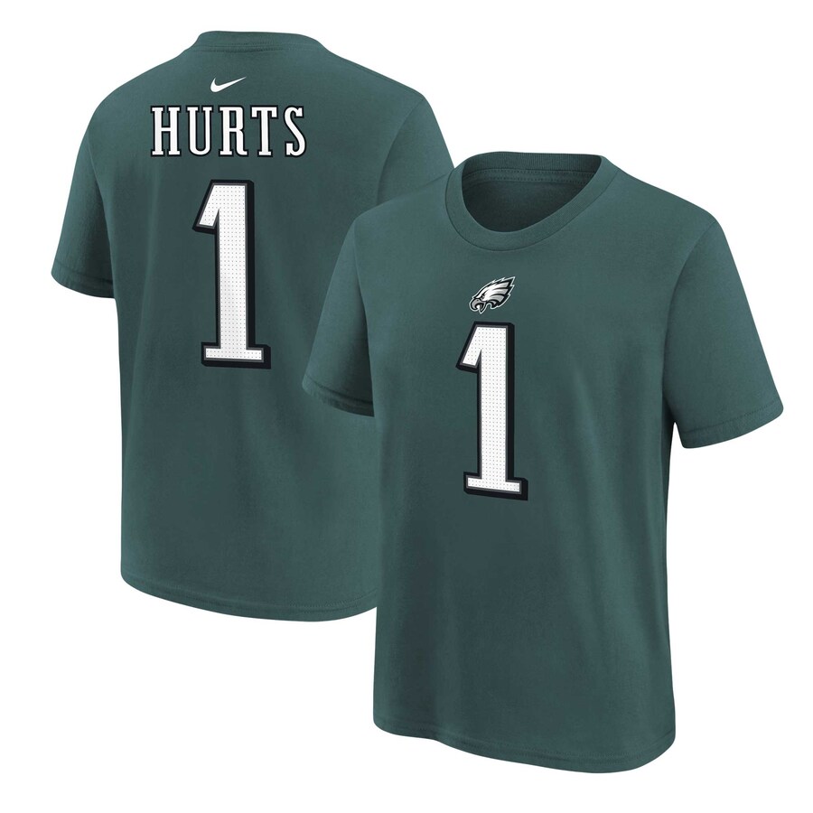 Youth Philadelphia Eagles Jalen Hurts Midnight Green Nike Player Name & Number T-Shirt - Jersey