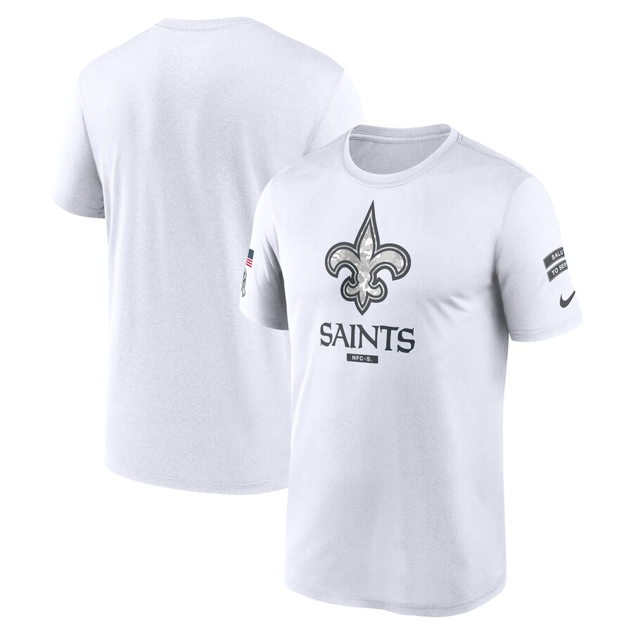 Men's New Orleans Saints Nike White 2024 Salute To Service Legend Performance T-Shirt - Jersey