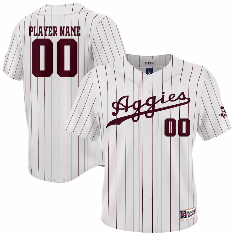 Texas A&M Aggies GameDay Greats NIL Pick-A-Player Lightweight Baseball Jersey - White - Jersey