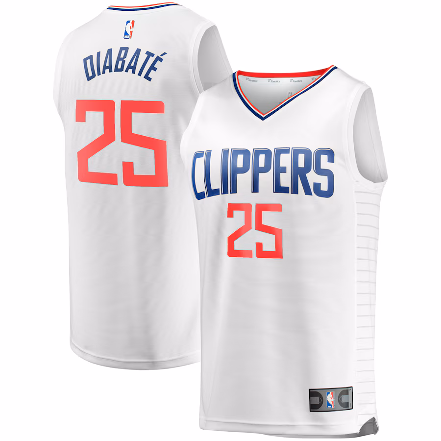 Men's LA Clippers Moussa Diabaté Fanatics White Fast Break Player Jersey - Association Edition - Jersey