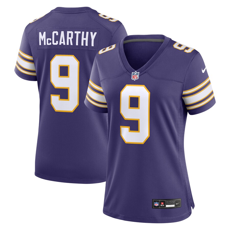 Women's Minnesota Vikings J.J. McCarthy Nike Purple 2nd Alternate 2024 NFL Draft First Round Pick Player Game Jersey - Jersey