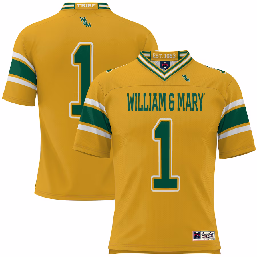 #1 William & Mary Tribe GameDay Greats Football Jersey - Gold - Jersey