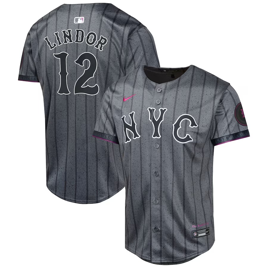 Youth New York Mets Francisco Lindor Nike Graphite 2024 City Connect Limited Player Jersey - Jersey