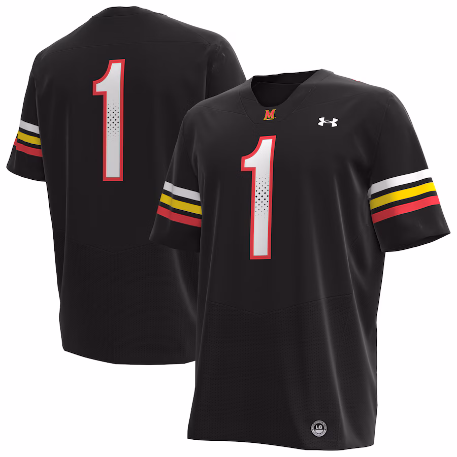 Men's Under Armour #1 Black Maryland Terrapins Replica Football Jersey - Jersey