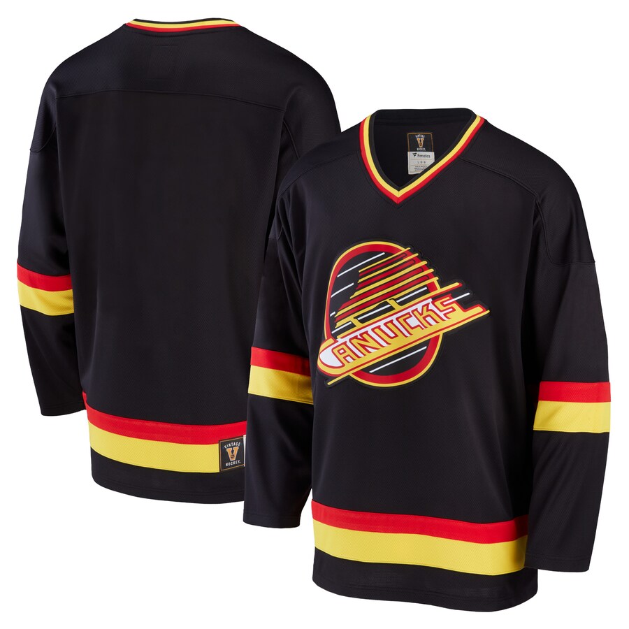 Men's Vancouver Canucks Fanatics Branded Black Premier Breakaway Heritage Jersey - Jersey
