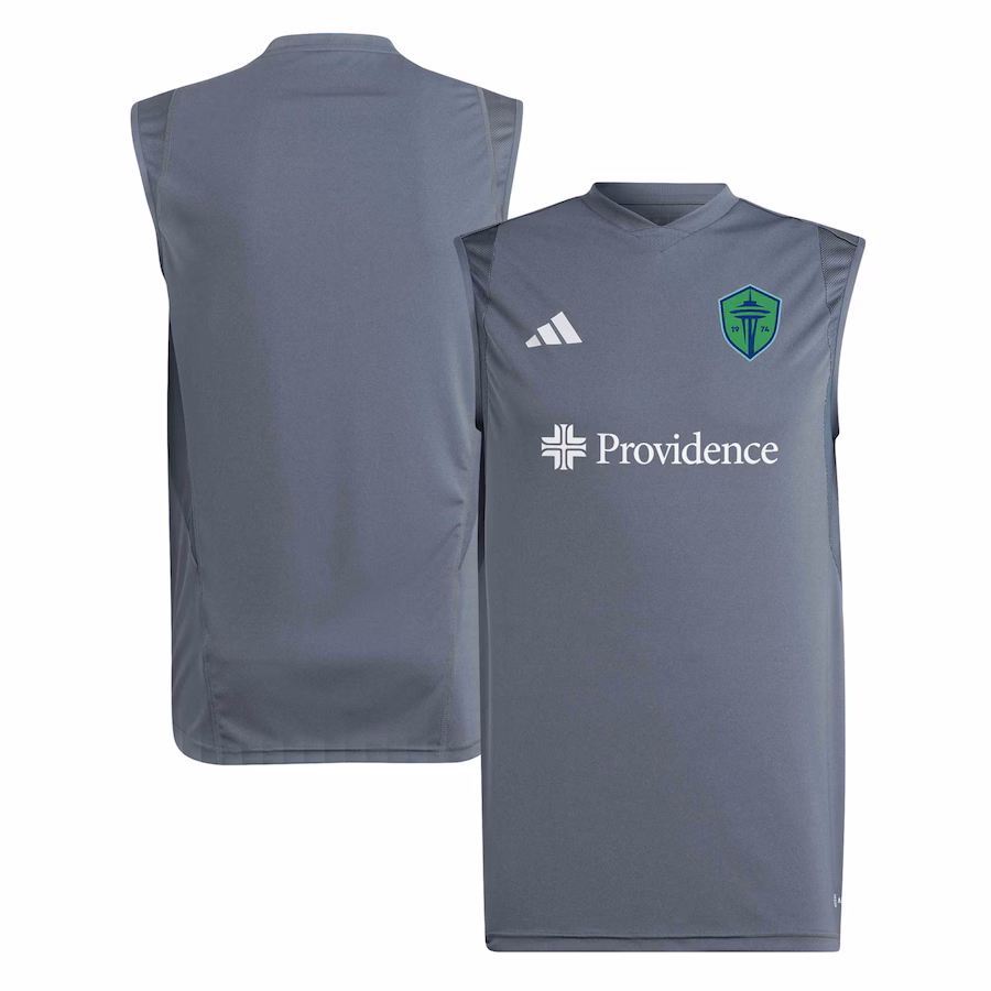 Men's Seattle Sounders FC adidas Gray 2024 AREOREADY Sleeveless Training Jersey - Jersey