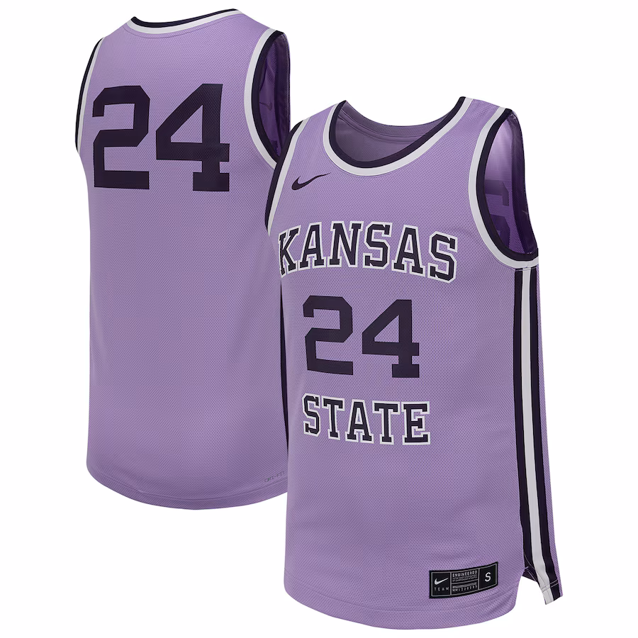 Men's Nike #24 Lavender Kansas State Wildcats Retro Replica Basketball Jersey - Jersey