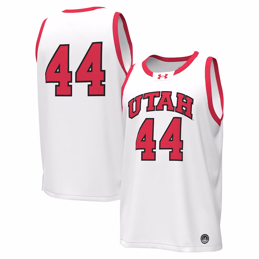 #44 Utah Utes Under Armour Replica Basketball Jersey - White - Jersey