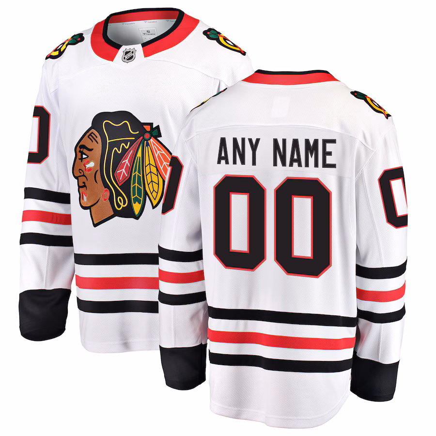 Men's Chicago Blackhawks Fanatics White Away Breakaway Custom Jersey - Jersey