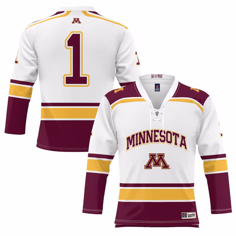 #1 Minnesota Golden Gophers GameDay Greats Youth Hockey Jersey - White - Jersey