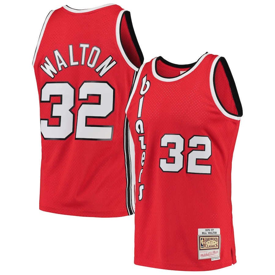 Men's Portland Trail Blazers Bill Walton Mitchell & Ness Red 1976/77 Hardwood Classics Swingman Jersey - Jersey