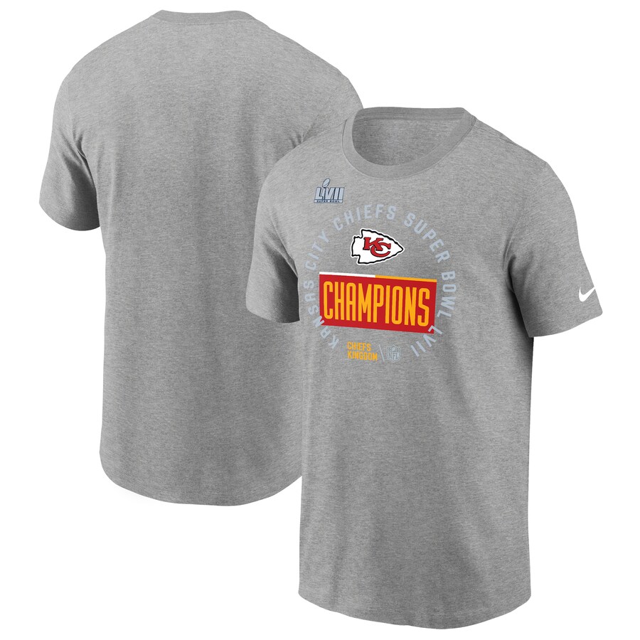 Men's Kansas City Chiefs Nike Gray Super Bowl LVII Champions Locker Room Trophy Collection T-Shirt - Jersey
