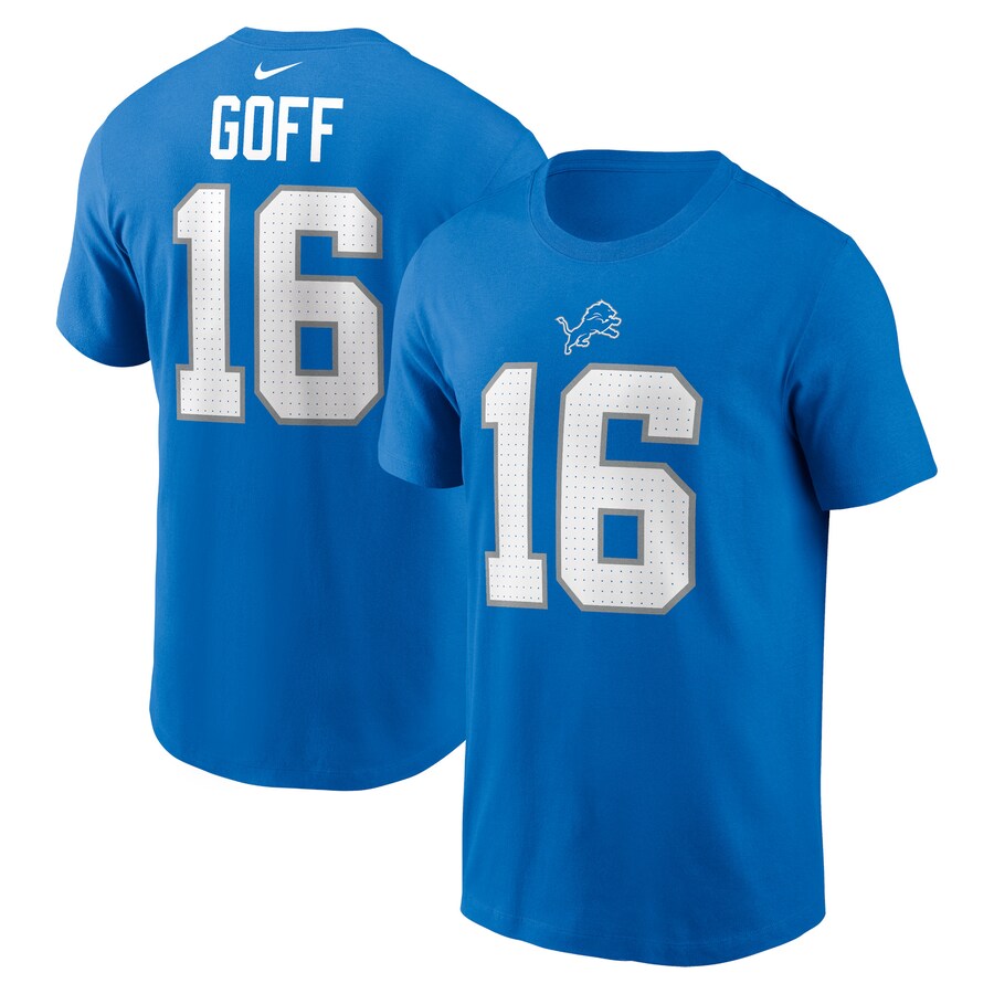 Men's Detroit Lions Jared Goff Nike Blue Name & Number T-Shirt - Jersey