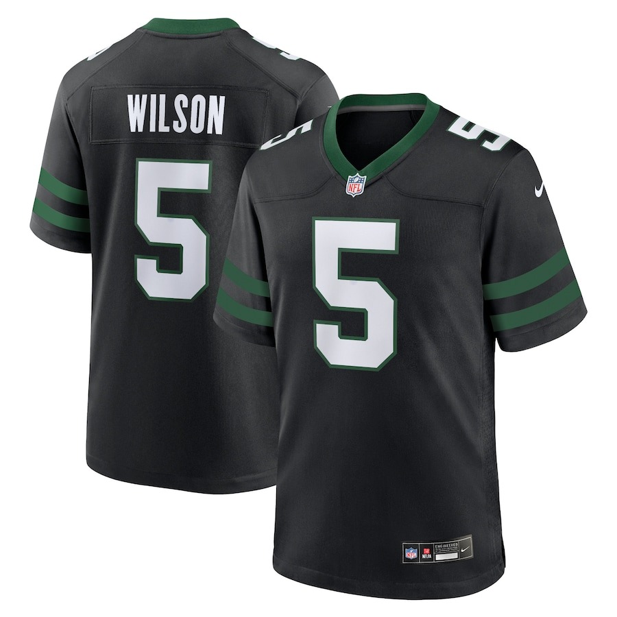 Men's New York Jets Garrett Wilson Nike Legacy Black Alternate Game Jersey - Jersey