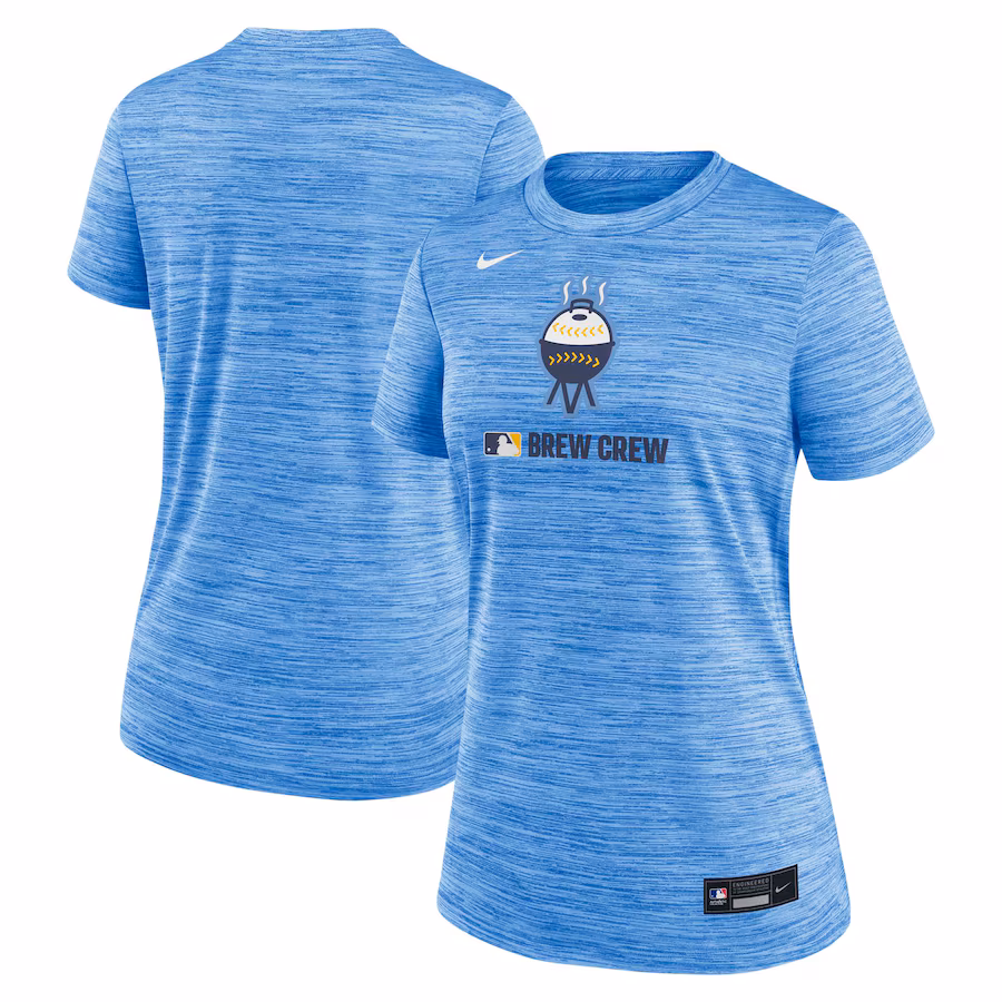 Women's Milwaukee Brewers Nike Powder Blue Authentic Collection City Connect Velocity Performance T-Shirt - Jersey