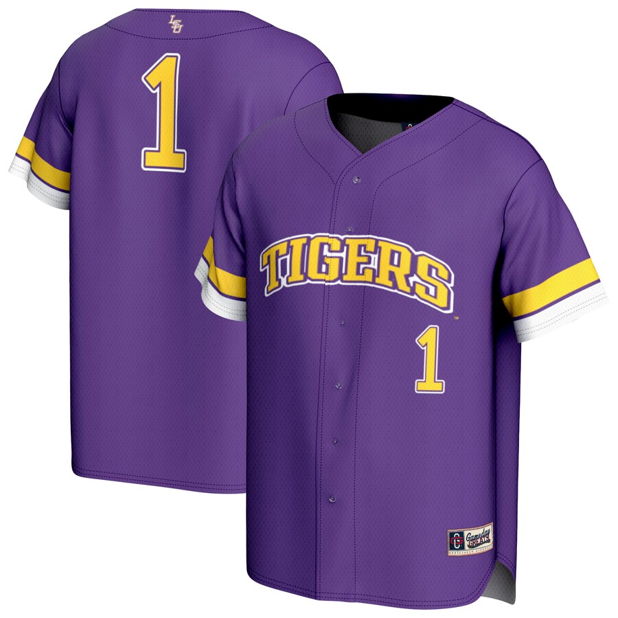Youth GameDay Greats #1 Purple LSU Tigers Lightweight Collegiate Baseball Fashion Jersey - Jersey