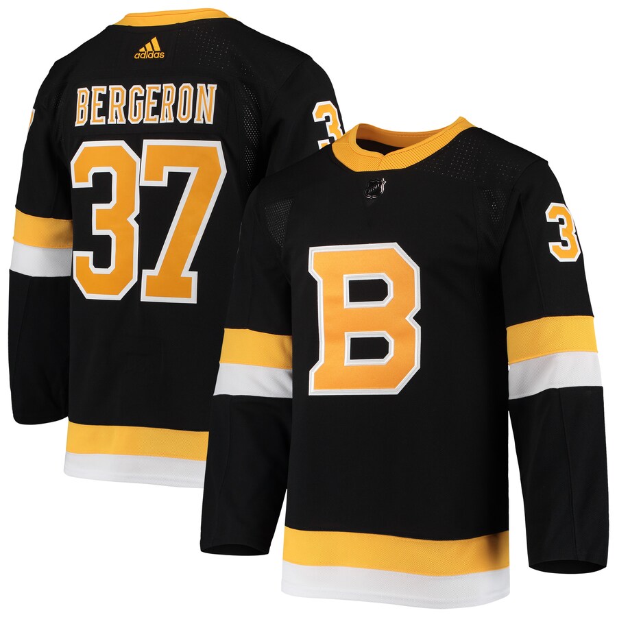 Men's Boston Bruins Patrice Bergeron adidas Black Alternate Authentic Player Jersey - Jersey