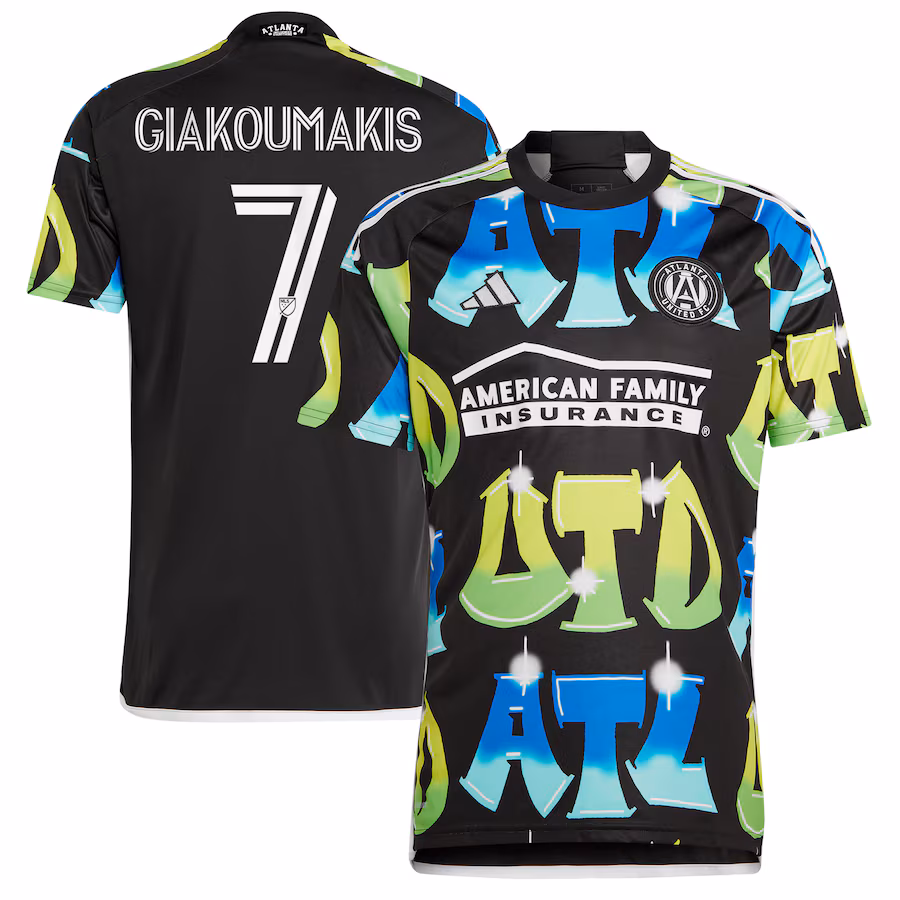 Men's Atlanta United FC Giorgos Giakoumakis adidas Black 2023 The 404 Replica Player Jersey - Jersey