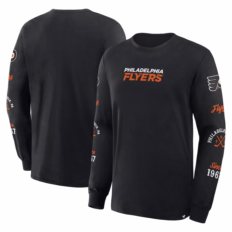 Men's Philadelphia Flyers Fanatics Black Boxed In Legacy Long Sleeve T-Shirt - Jersey