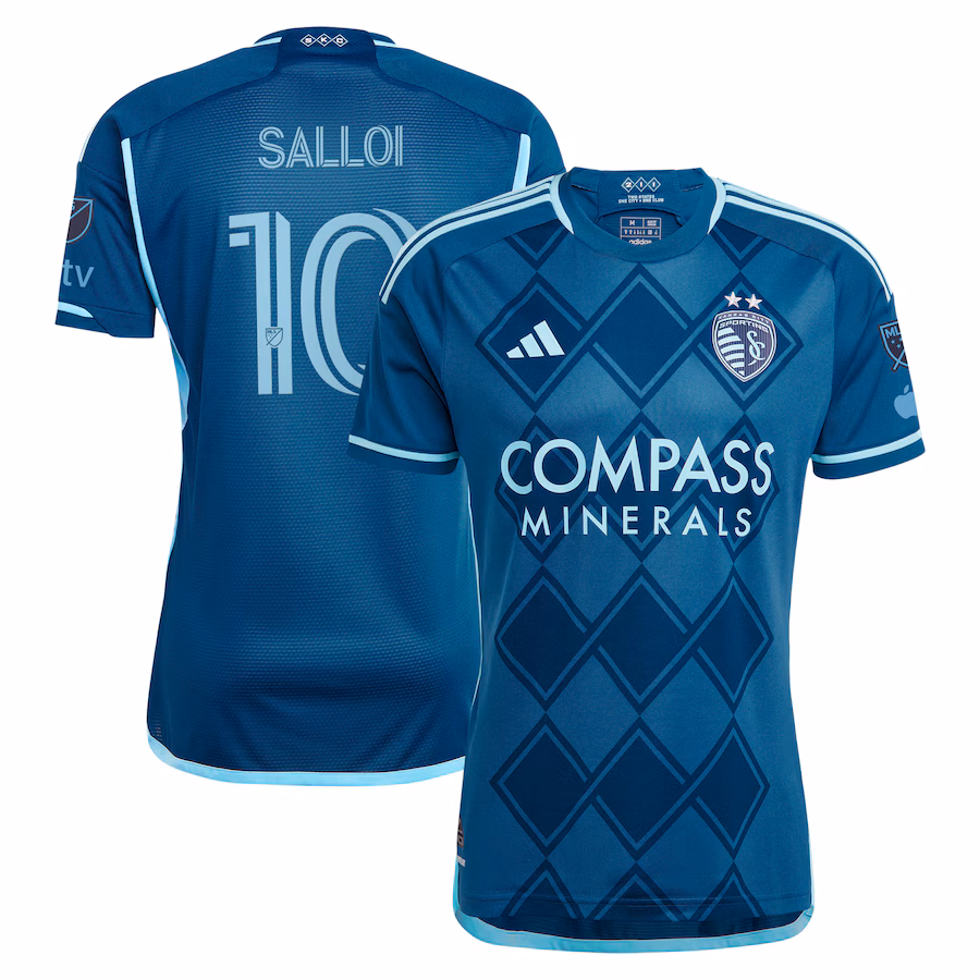 Men's Sporting Kansas City Daniel Salloi adidas Navy 2024 Diamonds Our Forever Authentic Player Jersey - Jersey