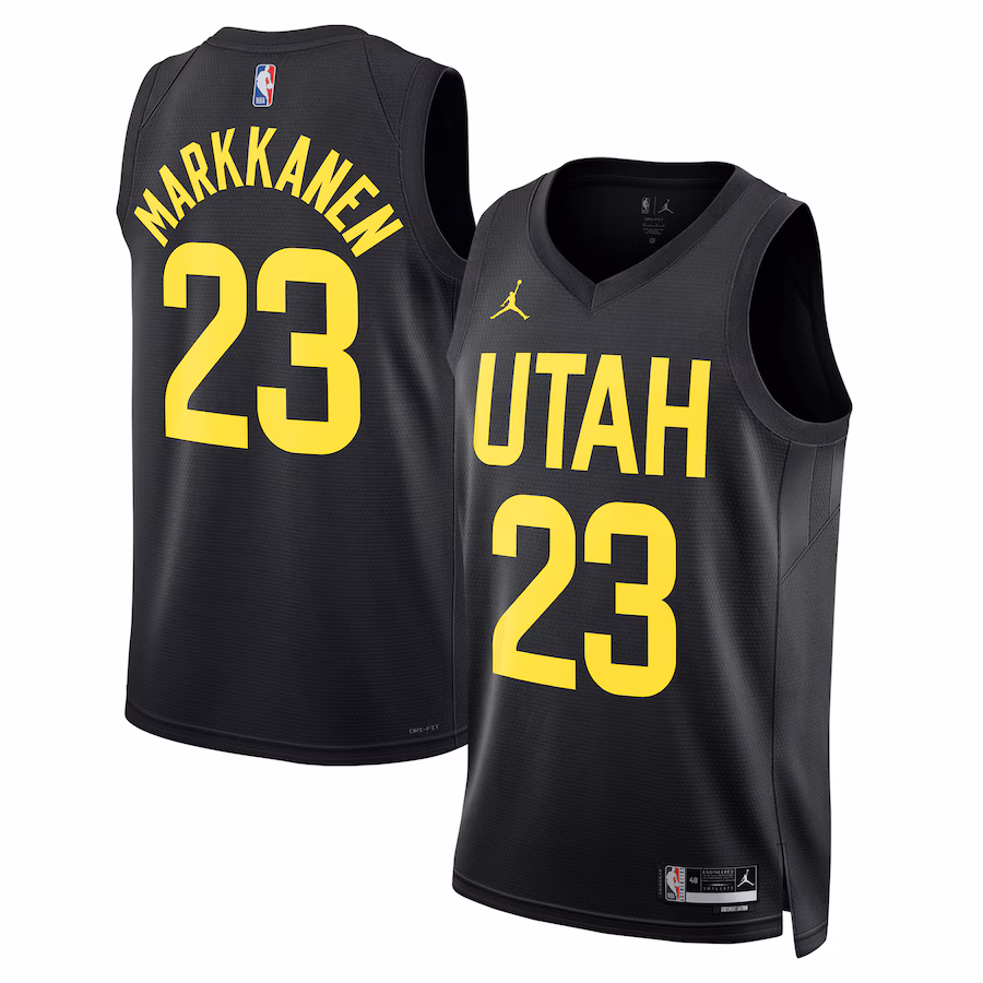 Unisex Utah Jazz Lauri Markkanen Jordan Brand Black Swingman Player Jersey - Statement Edition - Jersey