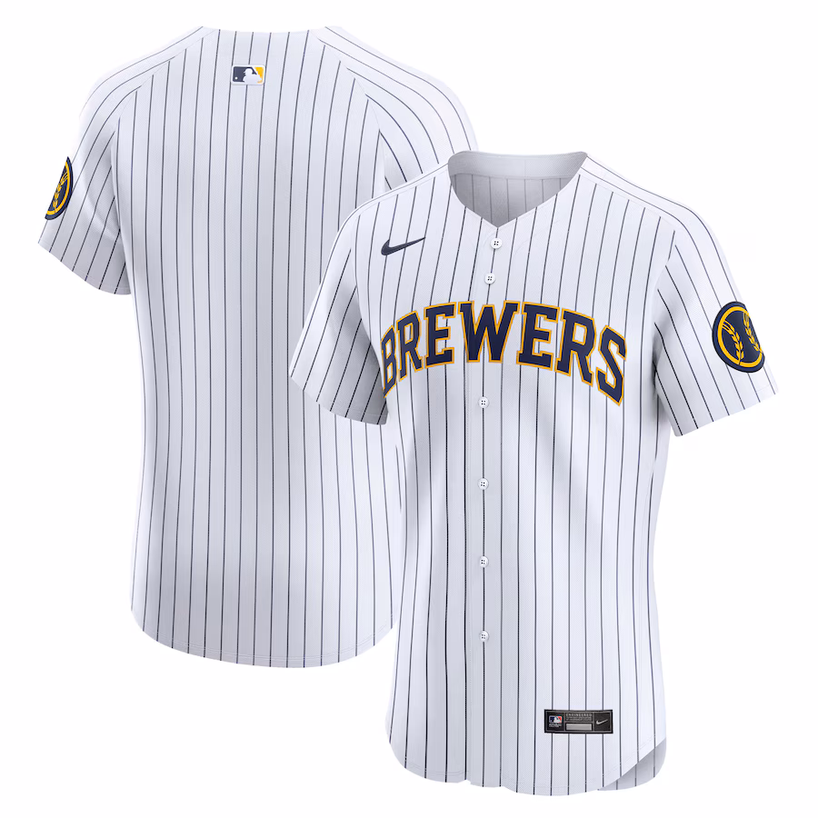 Men's Milwaukee Brewers Nike White Alternate Vapor Premier Elite Patch Jersey - Jersey