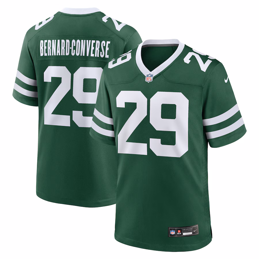 Men's New York Jets Jarrick Bernard-Converse Nike Legacy Green Team Game Jersey - Jersey