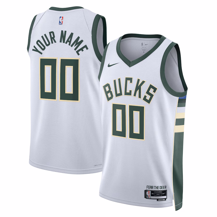 Unisex Milwaukee Bucks Nike White Swingman Custom Jersey - Association Edition - Jersey