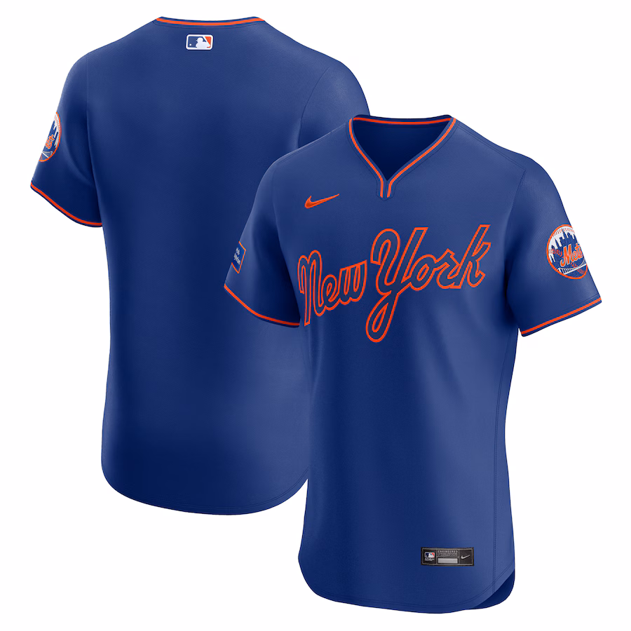 Men's New York Mets Nike Royal Alternate Sponsor Patch Elite Jersey - Jersey