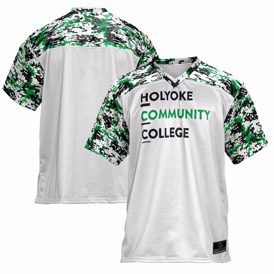 Youth ProSphere  White Holyoke Community College Camo Football Jersey - Jersey