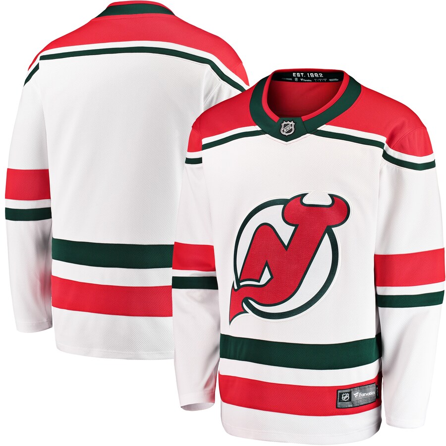 Men's New Jersey Devils Fanatics Branded White 2022/23 Heritage Premier Breakaway Jersey - Jersey