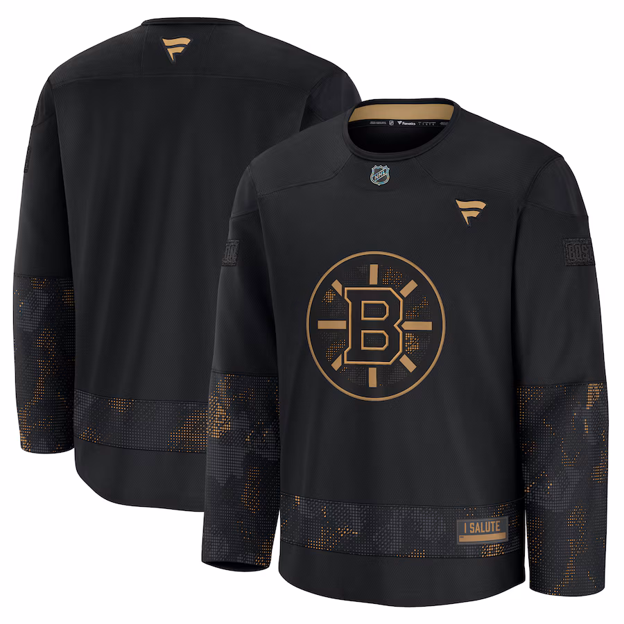 Men's Boston Bruins Fanatics Black 2024 Military Appreciation Practice Jersey - Jersey
