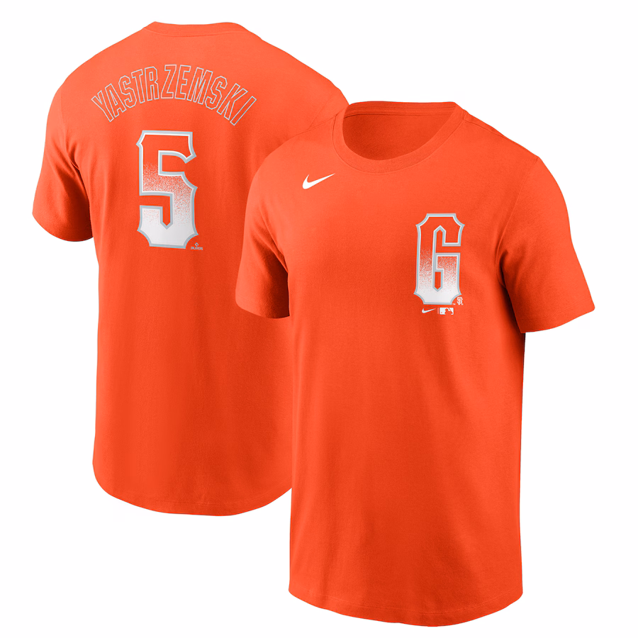 Men's San Francisco Giants Mike Yastrzemski Nike Orange City Connect Name & Number T-Shirt - Jersey