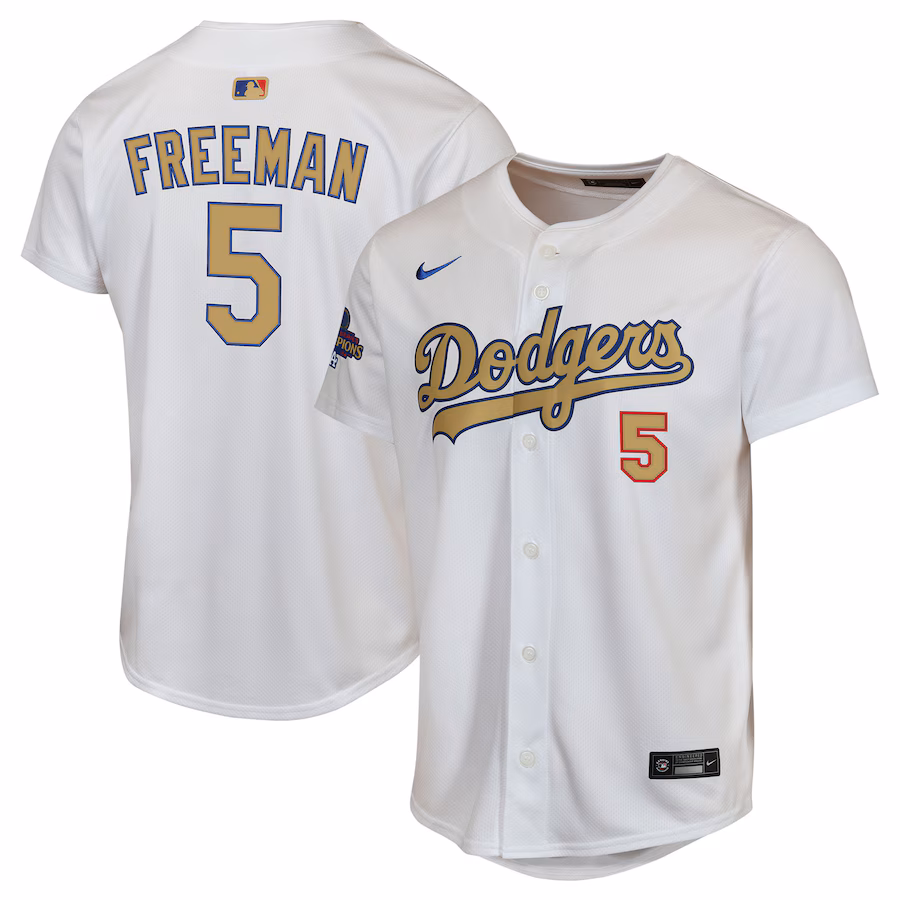 Youth Los Angeles Dodgers Freddie Freeman Nike White 2025 Gold Collection Limited Jersey - Jersey